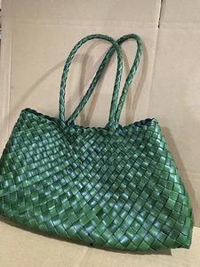 Grand sac à main en cuir de vachette tissé pour <span class=keywords><strong>femme</strong></span> Sasa, deux anses, style rétro artistique, dragon, style panier français, polyvalent, même style - Product Image 5