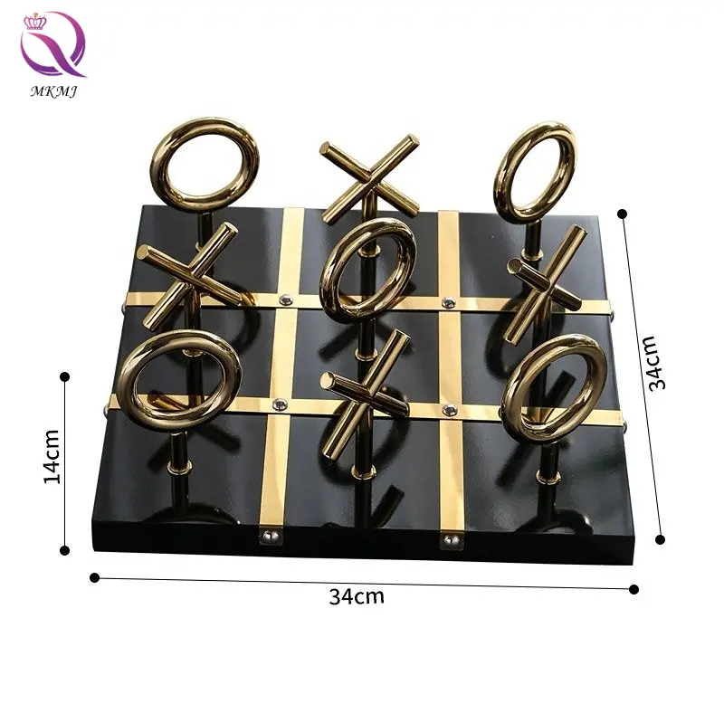 Set Catur dekoratif kualitas tinggi mainan game XO hitam putih dekorasi permainan papan catur jari terbuka logam