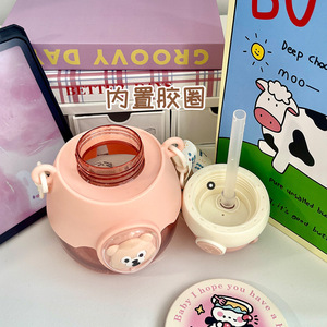 Cute Bear Water Bottle For Kids Bpa Free Portable Straw Cup Back To School Gift - Product Image 4