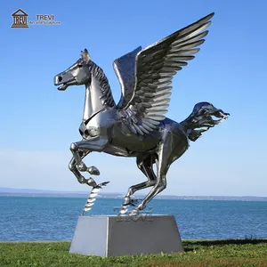 Abstrakte Garten Metall große lebensgroße Outdoor-Edelstahl Pegasus Pferd Statue Skulptur zum Verkauf
