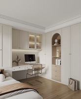 Set Perabot Kamar Tidur Modern yang Dapat Disesuaikan, Terintegrasi Tempat Tidur, Meja, dan Lemari dengan Desain yang Dapat Diperpanjang untuk Apartemen, Bahan Kayu