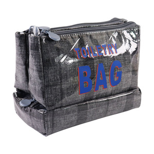 Bolsa de Aseo Personalizada Negra Impermeable de Alta Calidad, Bolsa de Viaje Portátil y Duradera de Cuero PU, Bolsa de Cosméticos de Moda - Product Image 5