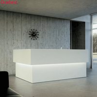 Chaise de réception ronde en forme de lune avec Led pour salon, salle de sport, boutique, caisse de caisse, hôtel, salon, spa, blanc