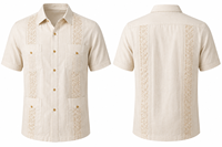 Chemises Guayabera pour hommes, manches courtes, en lin, chemise Guayabera décontractée, chemise de plage cubaine, chemise de mariage, logo personnalisé
