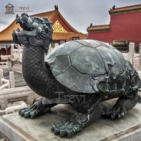 Artisanat Métallique Chinois Classique, Statue de Dragon Tortue Longgui Feng Shui en Bronze Patiné pour la Maison et l'Hôtel