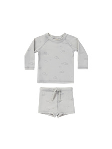 Ensemble de bain protection UV à séchage rapide pour garçon, protège-éruption à manches longues et imprimé nordique + <span class=keywords><strong>short</strong></span> de bain (2-10 ans) Maillot de bain protection solaire pour enfant - Product Image 4