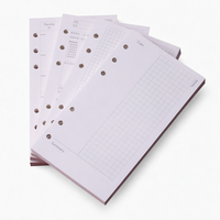 Papier de recharge A6 écologique en gros, 80 feuilles, pour carnet, feuilles mobiles, pages intérieures pour classeur à anneaux, planificateur