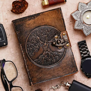 Tree of Life Leather Journal Handmade Vintage Diary with Antique <b>Lock</b> Spiritual Writing Notebook & Gifts - Product Image 1