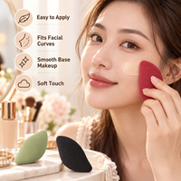 Spons Makeup PU Hidrofilik Bentuk Mangga Grosir, Alat Makeup Foundation Basah Kering Berpori Halus, Spons Makeup