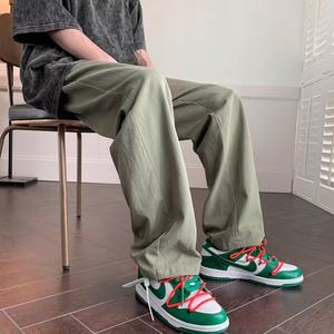 Pantalons décontractés amples en coton pour hommes, tendance automne 2025, pantalons à jambes droites de couleur unie, pantalons à jambes larges tendance pour hommes - Product Image 4