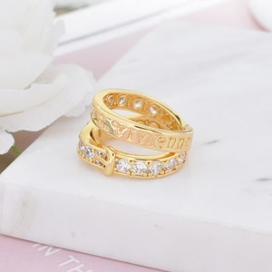 Anillo Geométrico Punk Unisex para Hombre y Mujer, Anillo de Pareja con Letras y Diamantes, Hebilla de Cinturón Elegante y Moderna, Chapado en Oro, Joyería de Circonio para Fiestas, Venta al Por Mayor - Product Image 2