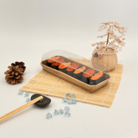 Vente chaude Plateau en papier pour servir des sushis avec couvercle en PET pour la livraison Restaurant Prêt à emporter Emballage