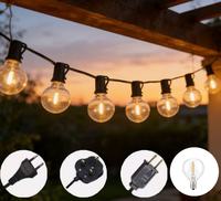 Guirlandes lumineuses LED G40, incassables, étanches, alimentées par énergie solaire, transformateur 24V, télécommande, décoration extérieure pour patio, camping, fête