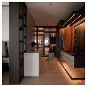 Armario Grande de Lujo Italiano, Diseño en Forma de U con Puertas Corredizas de Vidrio, Armario para Archivos de Oficina y Guardarropa - Product Image 1