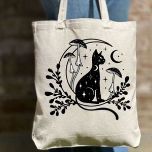 Large Custom Animal Printed Cotton Canvas Tote Bag for Women Eco-friendly Casual Use Shoulder Shopping Bags Keymay <b>Open</b> Closure - Product Image 1
