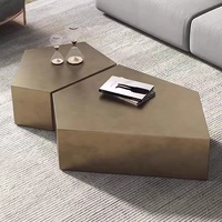 Ensemble de tables basses en acier inoxydable de style européen moderne et luxueux, plateau en verre, tiroir, couleur personnalisée, salon, hôtel, appartement