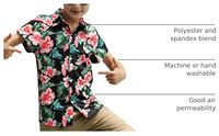 RAISEVERN Kemeja Hawaii Anak Laki-laki Lengan Pendek Kerah Kancing Atas/Bawah Kasual Musim Panas Pantai Bulu Pola 3D Anak-anak 3-10T