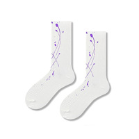 Chaussettes pour femmes printemps et été aquarelle Graffiti Art cravate teinture tendance Hip Hop tube moyen chaussettes en coton blanc sur mesure