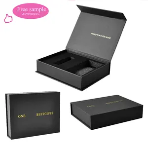 Caja de papel rígido negro de lujo con impresión personalizada, embalaje de regalo con solapa magnética, caja de cosméticos, bolsa de embalaje, caja de libros con logotipo