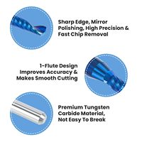Fraise en carbure monobloc, revêtement nano bleu, à une dent, pour routeur CNC, outil de gravure, 38,5 mm OAL, pour MDF, acrylique, PVC