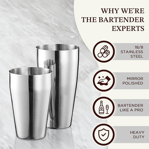 Ensemble de shaker <span class=keywords><strong>Boston</strong></span> 2 pièces pour le mélange de boissons, shaker à martini en acier inoxydable de qualité supérieure pour la mixologie et les outils de bar à domicile, logo personnalisé - Product Image 4