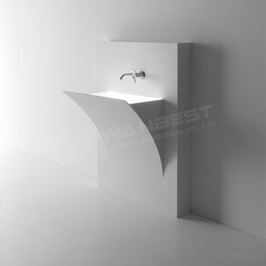 Lavabo da Parete Illuminato in Superficie Solida <span class=keywords><strong>Corian</strong></span> Lucida di Piccole Dimensioni Design per <span class=keywords><strong>Bagno</strong></span> d'Hotel - Product Image 3