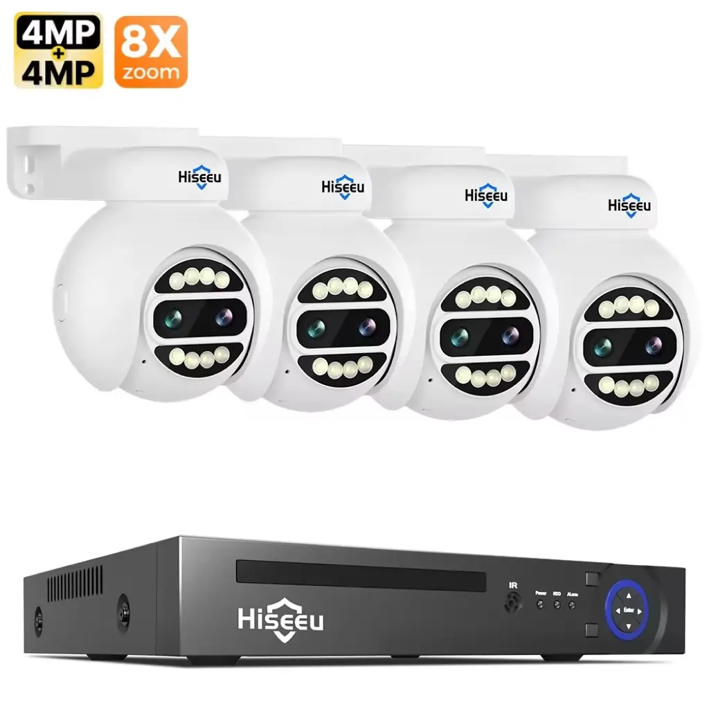 8X Optischer Zoom 4MP HD Sicherheits ausrüstung für Business Laser Alarm Sicherheits system Shop im Freien Ptz Cctv Kamera Poe NVR Kit