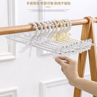 Cintre à pantalon personnalisé en plastique blanc de 31 cm pour adultes, gain de place, multifonctionnel, à un seul niveau, design perle pour la garde-robe féminine