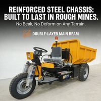 Mini-dumper à 3 roues avec moteur diesel 3T, tricycle minier avec benne basculante et élévateur hydraulique pour le transport souterrain