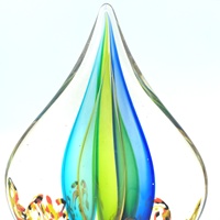 Trophée en verre d'art soufflé à la main, coloré, en forme de goutte d'eau, décoratif, prix de vente en tête de liste en 2024