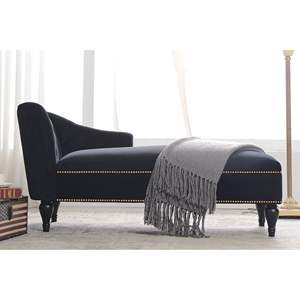 58'' Velvet Chaise Lounge with <b>Button</b> Tufted Right Arm Nailhead Trim and Solid <b>Wood</b> Legs for Bedroom Application New+Video DB - Product Image 3
