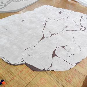 Alfombra de acrílico hecha a mano personalizada cerca de mí alfombras de área con mechones de marfil artesanales de bucle bajo de corte alto a la venta - Product Image 3