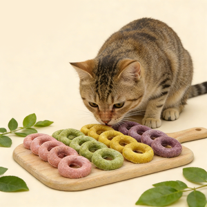 Friandises lyophilisées en gros pour chats et chiens : Donuts lyophilisés pour animaux de compagnie, saveurs poulet, fruits et légumes - Product Image 1
