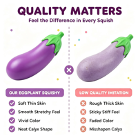 Grand Squishy Aubergine Géant Mignon Personnalisé en Gros, Modèle de Légume Simulé Amusant à Presser à la Main pour Cadeaux de Bienvenue et Lots de Cadeaux
