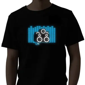 Sound Activated Short Sleeve Glow T Shirt Light Up Equalizer Clothes for Party