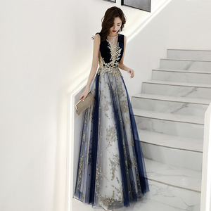 Evening Gown A-Line Chiffon Empire Waist Scoop Neck Long Dress For Banquets Hostess Annual Meetings - Product Image 3