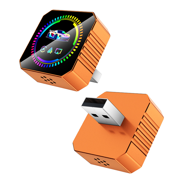 4 in 1 Converter Box Wireless Carplay Android Auto Mirrorlink Dongle USB Orange Airplay Adapter for Car