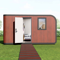 Cabine de vie modulaire isolée robuste en imitation bois, bureau mobile haut de gamme, mini-maison pour le télétravail et la vie en nomade