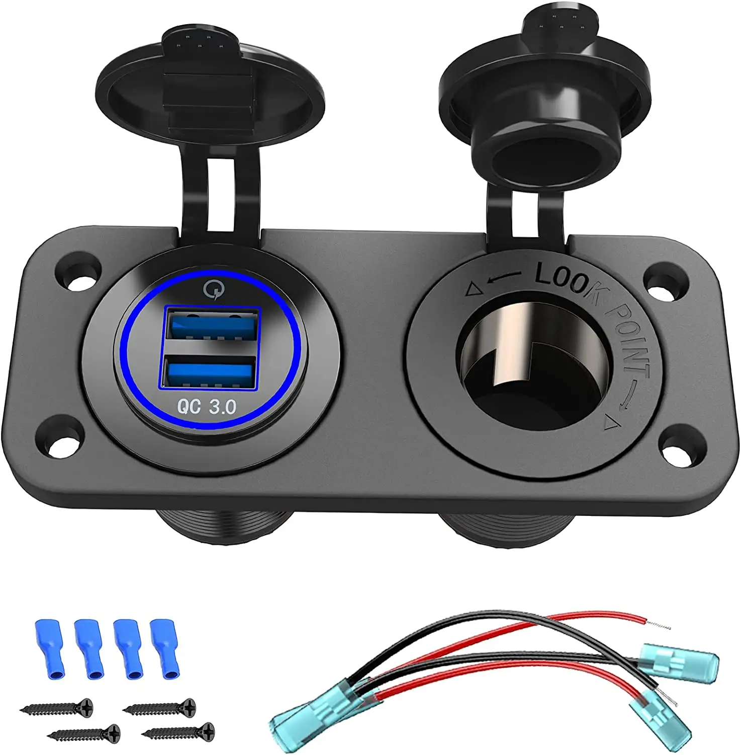 Mount Qc 3.0 Dual Usb-poorten Outlet 12V 24V Boot Marine Waterdichte Sigarettenaansteker Splitter Dc Power adapte Charger