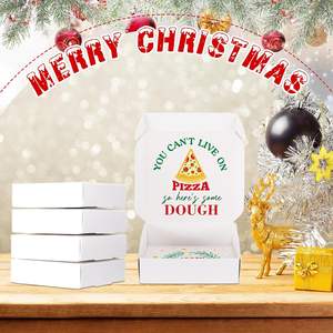 Caja de Pizza Blanca de Navidad para Regalo, Caja Pequeña para Pizza, Porta Dinero, Regalo Divertido para Sorpresas, Celebraciones Especiales de Navidad - Product Image 1