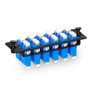 HYX 24 adaptor serat UPC 12xLC Panel OS2, lengan keramik adaptor biru dupleks Mode tunggal