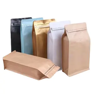 wholesale 250g 1kg one way valve white black rose gold stand up ziplock packaging bag flat bottom coffee bean pouch with window