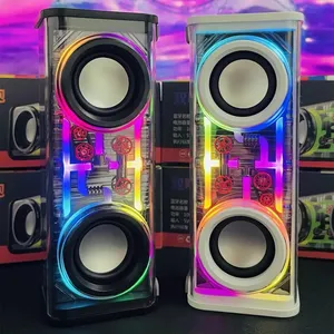 Transparent Design Mecha Speaker Soundbox With RGB Lamp For Laptops Parlantes Bluetooth