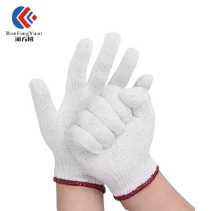 Cotton Hand Gloves Cheap Machine Knitted Bleached White Natural White Cotton Work Safe Gloves Hand Gloves