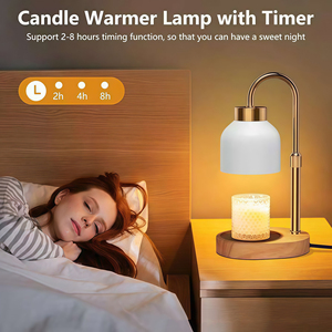 Lampe chauffe-bougie électrique moderne en <span class=keywords><strong>bois</strong></span> avec luminosité réglable, brûleur d'arômes multi-prises avec minuterie, 1 <span class=keywords><strong>mèche</strong></span> pour salon et chambre <span class=keywords><strong>à</strong></span> coucher - Product Image 3