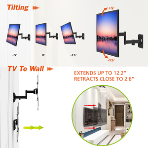 Support mural TV inclinable et pivotant à mouvement complet pour téléviseurs LCD LED de 26 à 55 pouces, en acier et aluminium, pour bras d'extension 400x400 - Product Image 2