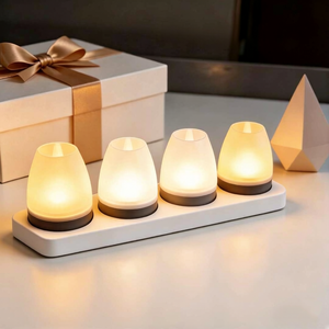 ชุดไฟสร้างบรรยากาศ (4 ชิ้น) – โคมไฟเทียนแบบสัมผัสควบคุมได้ ชาร์จซ้ำได้ พร้อมไฟ LED เปลี่ยนสีได้ และแท่นชาร์จ - Product Image 2