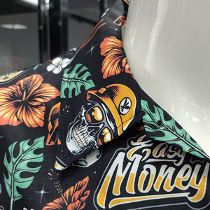 Camisa Hawaiana de Verano para Hombre al por Mayor con Estampado Floral de Calavera Personalizado, Cuello Mao, Abotonadura Sencilla, Transpirable y de Manga Corta - Product Image 4