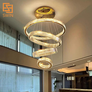 Thiết Kế Mới Trang Trí Trong Nhà Khách Sạn Biệt Thự Trung Tâm Mua Sắm Cầu Thang Lớn Sang Trọng Tùy Chỉnh Quá Khổ LED Đèn Chùm Pha Lê - Product Image 2