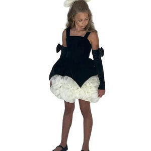 Abito da Principessa <span class=keywords><strong>Nero</strong></span> Retrò all'Uncinetto con Bretelle per <span class=keywords><strong>Bambina</strong></span>, Elegante Abito Formale da Designer per Compleanno e Sfilata - Product Image 4